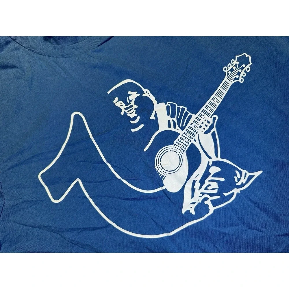 True Religion Half Buddha Horseshoe T Shirt Sz Large‎ Federal Blue Crew Rare